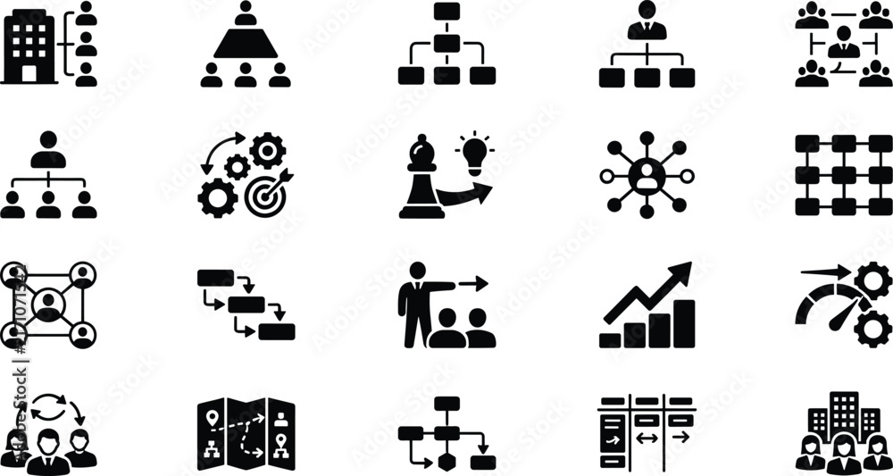 Naklejka premium Set of business management and organizational structure icons