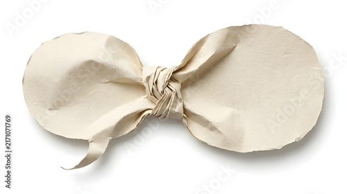 A minimalist white paper craft featuring a pinched center paper speech form isolated on a clean and simple white background