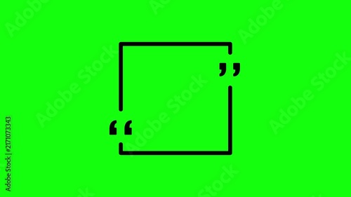 Minimalist Quotation Frame Icon with Glowing White Outline and Stylized Quote Marks on Black Background for Typography Branding Social Media, 4k animation .