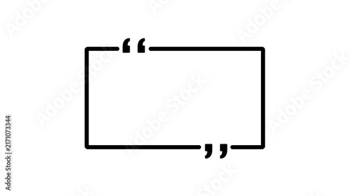 Minimalist Quote Frame with Black Outline and Stylized Quotation Marks on White Background for Inspirational Text Social Media and Modern Graphic Design Projects Typography, 4k animation .