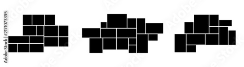 Vector collage layout template set with photo frames. Grid mosaic blocks for image placement. Background backdrop for poster, banner, card and presentation design