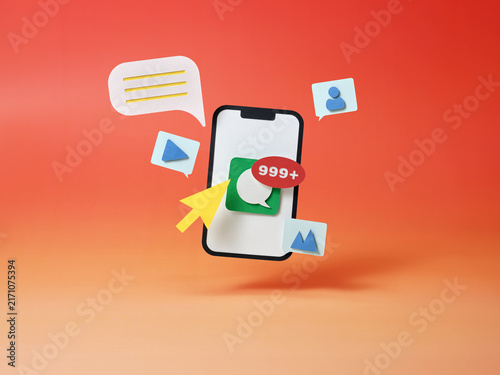 Smartphone displaying high notification with floating message bu