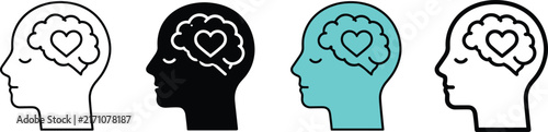 Mental Health and Emotional Intelligence Line Icon Set
