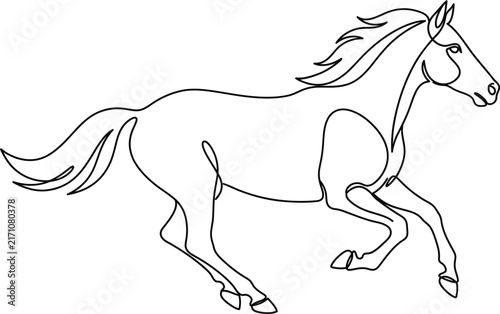 Horse Running Continuous Line Art Vector Illustration