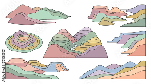 Abstract Stylized Mountain Landscapes Collection