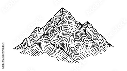 Abstract mountain range contour line art illustration