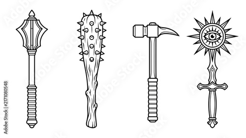 Collection of ancient and fantasy weapons