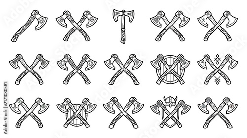Collection of Viking Axe Emblems and Symbols
