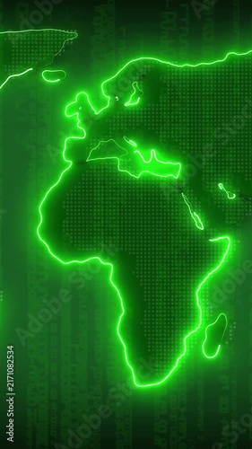 A glowing global network map displays digital green telemetry metrics This global network map tracks international data infrastructure streams Use this global network map loop for logistics videos