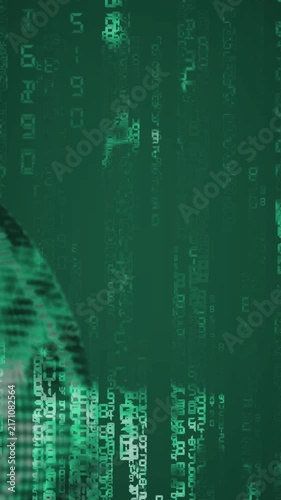 A digital tech overlay shows a green streaming matrix design This tech overlay represents modern computer glitches and programming errors Add this tech overlay loop to cybersecurity clips