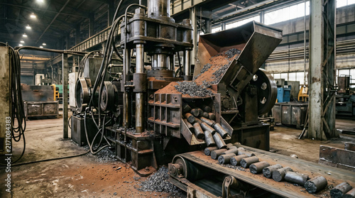Industrial Hydraulic Press Machine in Metal Processing Factory