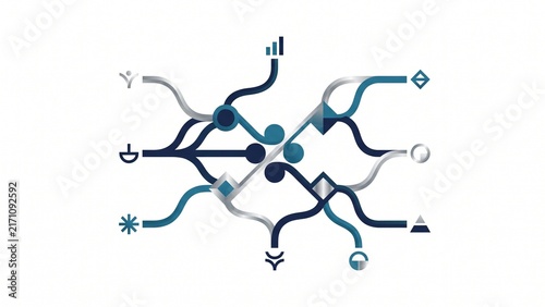 Decision Tree and Business Logic Scenario Vector Graphic