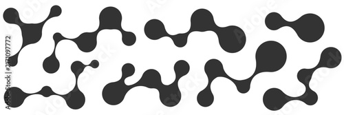 Connect cell pattern with logo icon organic and atom metaball abstract. Square collagen element with blob vector shape and liquid molecular form. Medical data connect with background graphic logo.