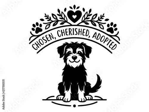 Canvastavla Adopted rescue dog with floral chosen cherished message