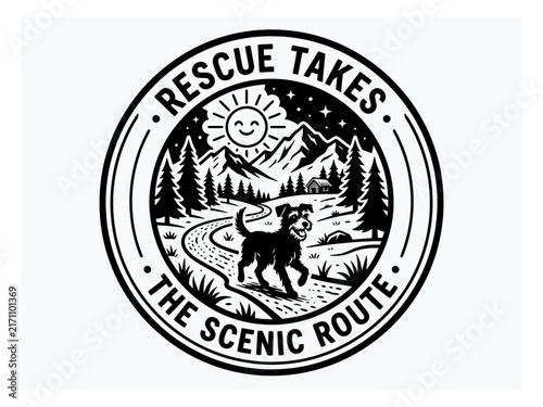 Rescue dog scenic mountain route badge