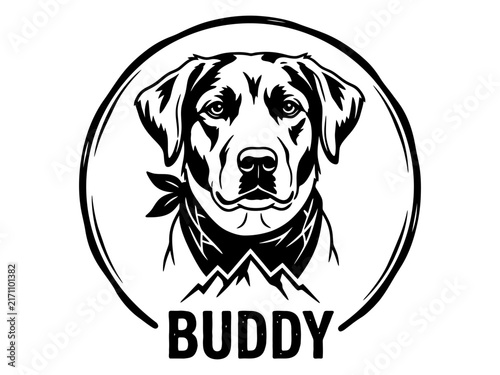 Retriever Buddy mountain portrait round badge