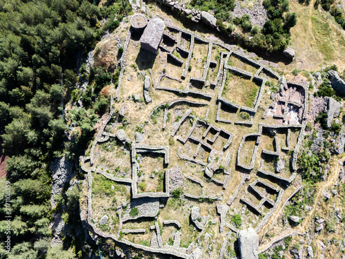 Bild auf Leinwand Aerial view of ancient ruins in Santa Cruz de Llagunes, Lleida, Spain