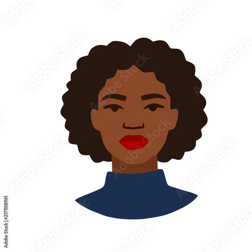 African american black woman portrait avatar flat vector illustration.