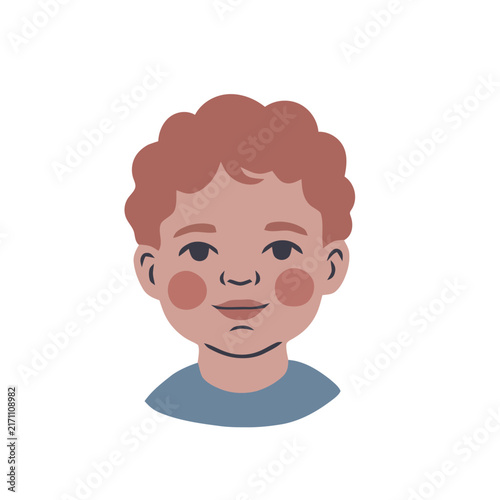 Cute little boy portrait avatar male child flat vector illustration.