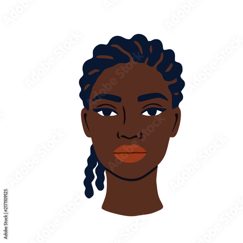 African american black woman portrait avatar flat vector illustration.