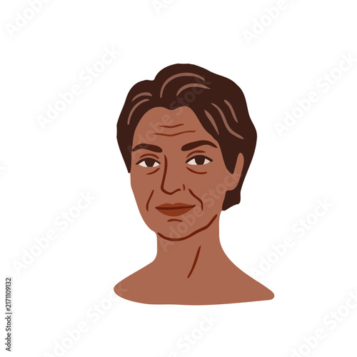 Middle-aged woman portrait avatar female face flat vector illustration.