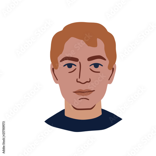 Middle-aged man portrait avatar male face flat vector illustration.
