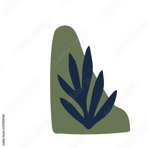 Naive Art Floral Elements Cut-out Style, Boho Abstract Foliage & Branches Vector