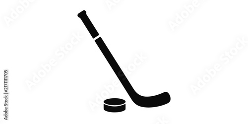 Ice hockey stick and puck icon
