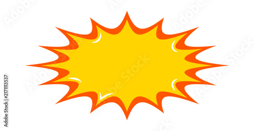 Vibrant Yellow and Orange Starburst Speech Bubble Explosion Frame for Comic Book and Pop Art Design. Vector Illustration