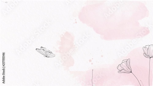 Minimalist Hand Drawn Floral Background with Soft Watercolor Elements.