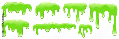 Slime drop splat for green paint drip and toxic blot mucus. Poison halloween background for stain liquid goo and splatter realistic vector. Slime blob spot for green glitter bright and paint.