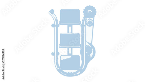 Automotive Engine Blueprint: A stylized blueprint illustration of a complex automotive engine, showcasing gears, cylinders, and mechanical components in a cool blue hue against a clean backdrop.