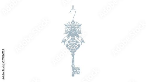 Ornate Crystal Key Ornament: An intricate, sparkling crystal key ornament, designed to evoke a sense of luxury and magic, hangs suspended, ready to unlock hidden possibilities.