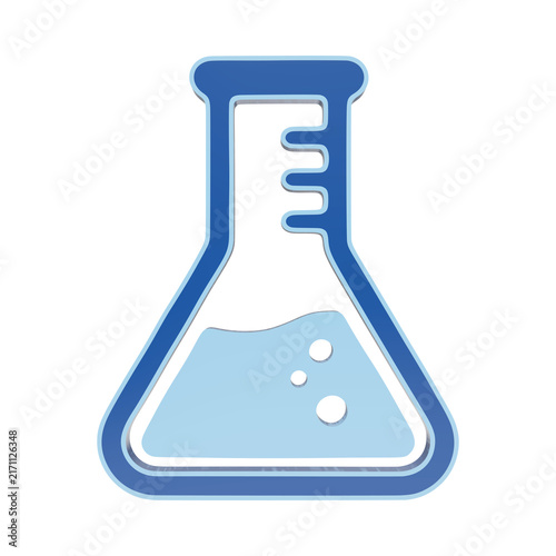 Quadro su tela Chemical erlenmeyer flask icon with liquid and bubbles for science and laborator