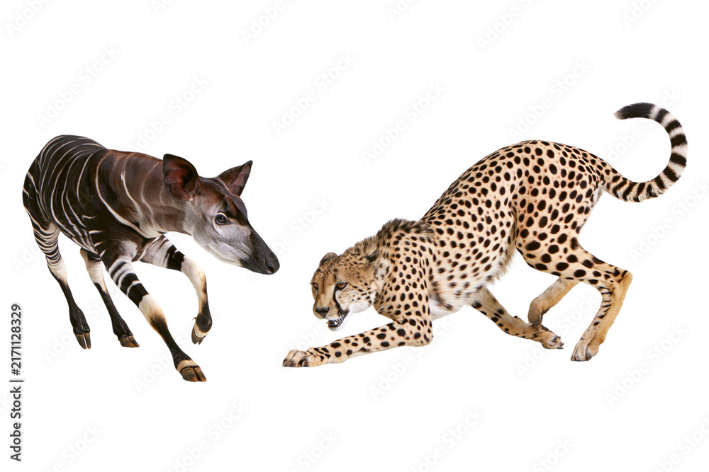 Naklejka premium Okapi and Cheetah Animal Pair