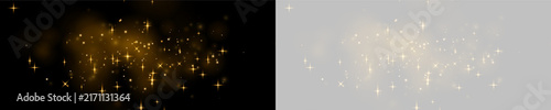 Fotografía Gold glitter particles create a shimmering sparkling effect on a dark background
