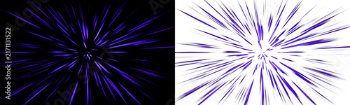 Картината върху платно Abstract purple speed lines star burst on black and transparent backgrounds