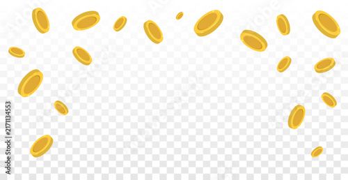 Falling Gold Coins Isolated on Transparent Background. Financial Success and Wealth Growth Concept. Vector Illustration