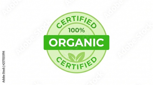Certified 100 percent organic stamp badge