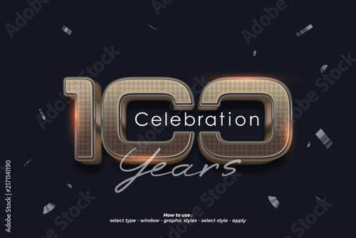 Bronze Metallic 3D 100 Years Celebration Text Effect