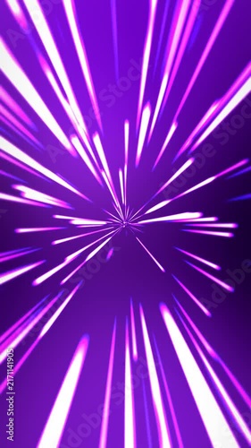 High-speed flying through space with glowing purple and white light streaks. Dynamic warp speed animation for sci-fi scenes, futuristic transitions, and tech projects.