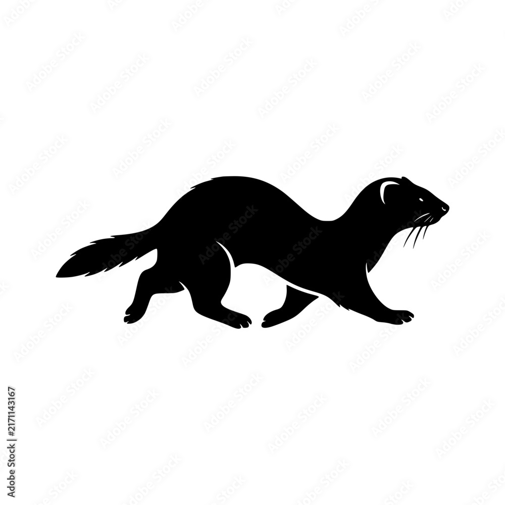 Fototapeta premium Running weasel silhouette animal illustration