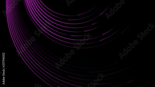 Abstract violet dynamic wavy lines tech background with digital data dots effect. Modern technology motion design. Seamless loop. Video animation Ultra HD 4K 3840x2160