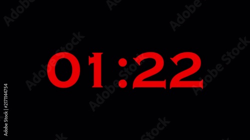 Ninty seconds countdown animation, Ninty second countdown timer video from 90 to 0 second on transparent background,1.5 minute timer counts hours minutes seconds in 60 seconds in 4k with alpha channel