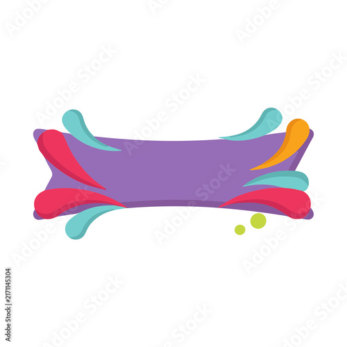 Purple banner with colorful abstract shapes