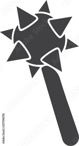 фотографія Medieval spiked mace weapon silhouette flat vector icon