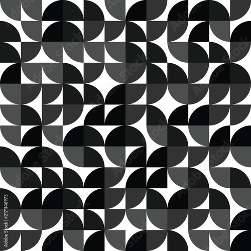 Abstract Bauhaus geometric background with colorful circular and square shapes. Modern minimalist vector design.