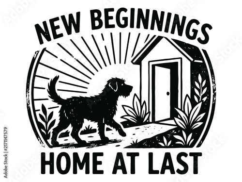 Bild auf Leinwand Rescue Dog New Beginnings Home at Last Design
