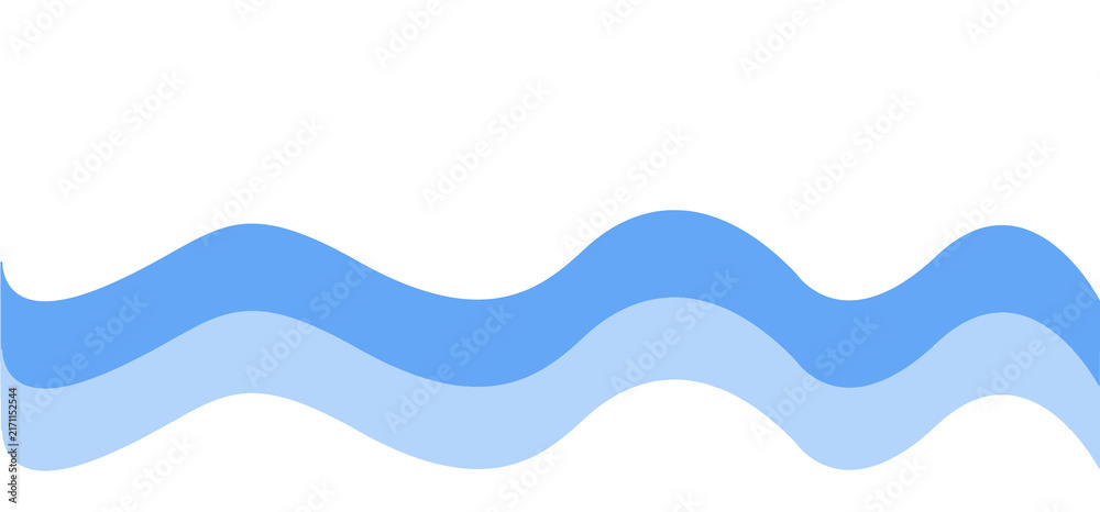 Fototapeta premium Blue wave ribbon background with flowing curves on white
