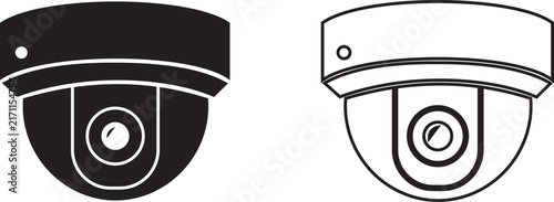 CCTV Security Camera Icons Set Collection Group, Surveillance, Monitoring, Wireless Camera, Dome and Bullet Camera Flat and Line Vector Isolated on Transparent Background